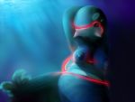  2013 4:3 anthro blue_body breasts digital_media_(artwork) female glowing hi_res kyogre legendary_pok&eacute;mon marine nintendo nipples plantpenetrator pok&eacute;mon pok&eacute;mon_(species) pok&eacute;morph red_eyes solo underwater video_games water 