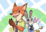  2019 anthro canid canine clothed clothing disney duo fox fur grey_body grey_fur hi_res judy_hopps lagomorph leporid mammal necktie nick_wilde open_mouth open_smile orange_body orange_fur piberius_w rabbit red_fox shirt smile topwear zootopia 