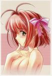  antenna_hair artist_request blush braid breasts hair_ribbon highres kimi_ga_nozomu_eien large_breasts nude pink_hair ribbon scan short_hair solo suzumiya_haruka 