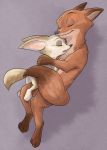  2019 anthro brown_body brown_fur canid canine disney duo eyes_closed fennec finnick fox fur hi_res mammal nick_wilde nude piberius_w red_fox sleeping smile tan_body tan_fur zootopia 