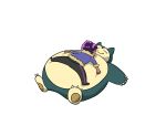  clothing duo eyes_closed feral fur hop_(pok&eacute;mon) human lying male mammal mo_ke_p nintendo on_back on_front on_top pok&eacute;mon pok&eacute;mon_(species) simple_background sleeping smile snorlax video_games white_background yellow_body yellow_fur 