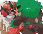  anal ape balls blush bodily_fluids brown_body brown_fur butt cum felid feline fur genital_fluids genitals gorilla haplorhine hyaku_(artist) incineroar japanese_text male male/male mammal nintendo penis pok&eacute;mon pok&eacute;mon_(species) primate red_body red_fur rillaboom simple_background text translation_request video_games white_background 