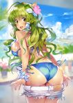  ass bikini kochiya_sanae matsukichiii swimsuits tan_lines touhou undressing 
