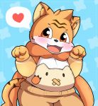  &lt;3 2020 anthro belly blush cute_fangs felid hi_res humanoid_hands kemono kusosensei male mammal pantherine slightly_chubby solo tiger young 