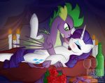  2020 aged_up blush bottle candle dragon duo equid equine female feral french_kissing friendship_is_magic genitals glass hair horn inside kissing mammal my_little_pony pussy rarity_(mlp) spike_(mlp) spread_legs spreading teats tongue tongue_out unicorn virenth wings 