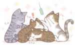  ! :3 =_= animal animal_ear_fluff animal_focus cat cat_day cat_teaser closed_eyes closed_mouth commentary_request drooling floral_background no_humans o_o original sakurato_ototo_shizuku saliva translation_request white_background 