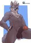  anthro ball_tuft balls canid canine canis eye_patch eyewear genitals half-erect hi_res humanoid_genitalia humanoid_penis male mammal navel negger nintendo nipples penis pubes solo star_fox text tuft url video_games wolf wolf_o&#039;donnell 