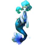  blue_eyes blue_hair blue_sclera cherushi fins full_body gen_7_pokemon no_humans paws pink_nose pokemon pokemon_(creature) pokemon_(game) pokemon_sm primarina scales solo starfish_hair_ornament tail_fin white_background 