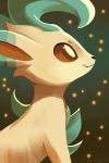  brown_eyes closed_mouth creature from_side gen_1_pokemon gen_4_pokemon leafeon no_humans orcaowl pokemon pokemon_(creature) profile signature smile solo 