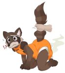  2020 anthro blush clothing diaper digital_media_(artwork) embarrassed feces guardians_of_the_galaxy hi_res looking_at_viewer male mammal marvel messing messy_diaper messyszop procyonid raccoon rocket_raccoon scat soiling tail_grab 