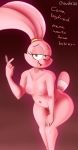  2020 anthro beckoning big_butt breasts butt cartoon_network chowder_(series) chowdie dialogue english_text eyelashes fangs female gesture lagomorph leaning leaning_forward leporid looking_at_viewer mammal nipples nude panini_(chowder) pink_body rabbit red_background seductive simple_background smile solo standing text 