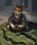  2020 anthro bethesda_softworks digital_media_(artwork) felid feline hi_res khajiit lynx male mammal nemo2d sitting smile solo the_elder_scrolls video_games 