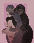  ambiguous_gender belly breasts crypsis duo facial_piercing female hug mammal marine nose_piercing nude overweight overweight_female piercing pinniped seal 