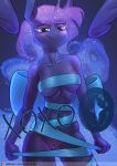  2020 anthro blue_eyes breasts chrysalisdraws digital_media_(artwork) equid female friendship_is_magic genitals gift_wrapped hair hi_res horn long_hair looking_at_viewer mammal my_little_pony patreon princess_luna_(mlp) pussy smile solo text url winged_unicorn wings 
