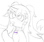  ahegao andromorph collar equid equine female feral hair hasbro hi_res horse intersex invalid_tag kuroslush leash looking_pleasured male male/female mammal my_little_pony my_little_pony_oc original_character pony sketch solo tongue 