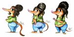  2018 anthro arctic_shrew clothed clothing dipstick_tail disney eulipotyphlan female fru_fru hi_res jusu-tengu mammal multicolored_tail pink_nose shrew signature simple_background solo white_background zootopia 
