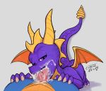  activision bodily_fluids cum cum_in_mouth cum_inside doubledeal_(artist) dragon fellatio first_person_view genital_fluids genitals ghostbro hi_res horn male male/male oral penile penis reptile scalie sex size_difference spyro spyro_the_dragon teeth toothy_fellatio video_games wings 