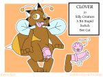 animal_genitalia animal_vulva antennae_(anatomy) anthro arthropod arthropod_abdomen balls bee big_penis brown_body brown_fur digitigrade domestic_cat equine_genitalia felid feline felis fur genitals happy hybrid hymenopteran insect looking_at_viewer male mammal open_mouth penis solo teeth theenyface tongue wings
