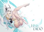  1girl absurdres blue_eyes dido_(warship_girls_r) dress highres long_hair pantyhose prosthesis prosthetic_arm sis soles toes warship_girls_r white_legwear xian_ting_xinbu 