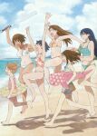  >_< 6+girls :d \o/ a_(phrase) arms_up azuma_kiyohiko azumanga_daioh azumanga_daioh_hoshuu-hen ball barefoot baseball_bat beach beachball bikini black_hair breasts brown_hair closed_eyes cloud day feet floral_print happy inflatable_toy inflatable_whale innertube kagura_(azumanga_daioh) kasuga_ayumu long_hair mihama_chiyo mizuhara_koyomi multiple_girls navel ocean official_art one-piece_swimsuit one-piece_tan open_mouth orange_hair outdoors outstretched_arms photoshop_(medium) pink_one-piece_swimsuit running sakaki_(azumanga_daioh) scan serious shadow short_hair sideways_mouth sky smile swim_ring swimsuit takino_tomo tan tankini tanlines third-party_source 