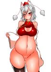  absurd_res animal_humanoid armwear belly big_breasts blush bodily_fluids bottomless breasts canid canid_humanoid canine canine_humanoid cat_keyhole_bra cat_lingerie cleavage cleavage_cutout clothed clothing curvy_figure detached_sleeves embarrassed female genitals grey_hair hair hat headgear headwear hi_res humanoid keyhole_bra legwear light_skin lingerie looking_at_viewer mammal mammal_humanoid midriff momiji_inubashiri navel nipple_outline outie_navel pregnant pussy red_eyes simple_background skindentation solo standing tears thick_thighs thigh_highs tokin_hat touhou video_games voluptuous white_background wide_hips wolf_humanoid コタツ_狐龍 
