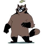  2020 anthro belly brown_body brown_fur canid canine cyanroll fur hi_res humanoid_hands kuon_(cyanroll) leaf mammal overweight raccoon_dog simple_background solo tanuki white_background 