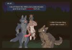2025 aliasing animal_genitalia ankles_tied anthro aseprite_(artwork) balls big_penis black_nose black_pawpads blue_claws bodily_fluids bound brown_claws brown_hooves brown_nose canid canine canis claws crouching curious deer detailed_background dialogue digital_drawing_(artwork) digital_media_(artwork) digitigrade dominant dominant_anthro dominant_male drooling dyyrlysh english_text erection finger_claws forest fully_sheathed fur genitals green_eyes grey_body grey_fur grey_text group growling hands_tied hi_res holding_another holding_by_leg hooves huge_penis knot knotted_penis kristoffer_everglade larger_anthro larger_male licking licking_lips licking_own_lips male male/male male_anthro mammal narrowed_eyes navel nervous new_world_deer night nude outside pawpads penis pink_penis pink_tongue plant purple_eyes red_text saliva shaking sheath size_difference smaller_anthro smaller_male snout speech_bubble standing submissive submissive_anthro submissive_male tail tapering_penis text tongue tongue_out tree trembling trio unguligrade upside_down white-tailed_deer wolf