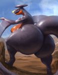  2020 anthro big_breasts big_butt breasts butt dragon female garchomp hi_res huge_butt hyper hyper_butt looking_at_viewer nintendo non-mammal_breasts pok&eacute;mon pok&eacute;mon_(species) scalie signature solo taranima teeth tongue tongue_out video_games yellow_eyes 