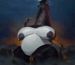  anthro areola bbpxls belly big_belly big_breasts breasts clothing female giraffe giraffid hair hat headgear headwear huge_belly huge_breasts huge_hips huge_thighs legwear long_hair long_neck mammal markings multicolored_body nipple_piercing nipples piercing pregnant pregnant_anthro pregnant_female sitting solo spots spotted_body thick_thighs thigh_highs wide_hips 