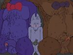 4:3 bear blue_body blue_fur bodily_fluids bonnie_(fnaf) bow_tie brown_body brown_fur bulge chalaren erection five_nights_at_freddy's freddy_(fnaf) fur genital_fluids group hairy hi_res lagomorph leaking_precum leporid male mammal precum rabbit scottgames size_difference trio ych_(character)