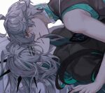  2boys ahoge ainchase_ishmael arm_support bare_shoulders bluhen_(elsword) blush boy_on_top closed_eyes colored_inner_hair commentary_request core dual_persona elsword empty_eyes eyes_visible_through_hair face-to-face facing_another ged_s green_eyes green_hair hair_between_eyes herrscher_(elsword) highres hole_in_chest hole_on_body korean_commentary long_hair looking_at_another lying male_focus multicolored_eyes multicolored_hair multiple_boys on_back parted_lips selfcest short_hair simple_background sweat two-tone_eyes two-tone_hair upper_body white_background white_eyes yaoi 