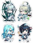  4boys :< ;d ahoge ainchase_ishmael animal_ears apron apron_hold apron_lift back_bow bandaid_on_thigh black_hair black_jacket black_shoes black_shorts blue_eyes blue_hair blue_jacket blue_shoes blue_shorts bluhen_(elsword) blush bow bucket chibi closed_mouth clothes_lift clover colored_extremities colored_eyelashes colored_inner_hair colored_shoe_soles commentary_request crossdressing crossdressing_(mtf) cup diamond-shaped_pupils diamond_(shape) drinking_straw earrings elsword empty_eyes eyepatch food four-leaf_clover frilled_apron frills frown fruit full_body ged_s goat_boy goat_ears goat_tail green_eyes green_hair green_jacket green_shoes green_shorts grey_hair hair_between_eyes hair_over_one_eye heart herrscher_(elsword) highres holding holding_mop horizontal_pupils jacket jersey_maid jewelry kemonomimi_mode korean_commentary leg_warmers long_hair long_sleeves looking_at_viewer maid maid_apron maid_headdress male_focus male_maid mop multicolored_hair multiple_boys multiple_persona one_eye_closed open_mouth opferung_(elsword) orange_(fruit) orange_slice ponytail richter_(elsword) ringed_eyes scythe shoes short_hair shorts simple_background single_earring single_hair_intake smile sneakers sweat symbol-shaped_pupils tail teacup teapot track_jacket tray tripping unconventional_maid very_long_hair white_apron white_background white_bow white_eyes white_leg_warmers wide-eyed zipper_pull_tab 