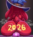  anal anthro big_butt bodily_fluids butt dildo female g4rron hi-rez_studios hi_res holidays lagomorph leporid mammal moji_(paladins) musk new_year paladins_(game) rabbit rear_view sex_toy solo sweat 