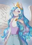  anthro anthrofied breasts cleavage clothed clothing equid female friendship_is_magic glorious-rarien hi_res horn looking_at_viewer mammal my_little_pony princess_celestia_(mlp) signature smile solo winged_unicorn wings 