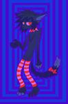 2024 abstract_background accessory alternative_fashion ambiguous_gender anthro bow_ribbon clothing collar dark_body dark_fur demensa domestic_cat emo felid feline felis full-length_portrait fur furgonomics hi_res legwear mammal pattern_clothing pattern_legwear pattern_thigh_highs portrait red_bow red_collar red_eyes ribbons solo spiked_collar spikes striped_clothing striped_legwear striped_thigh_highs stripes tail tail_accessory tail_bow tail_ribbon thigh_highs