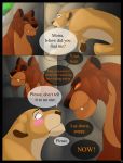  absurd_res black_border blush border cave comic deanka digital_media_(artwork) english_text felid feline female female/female feral hi_res lion mammal pantherine queen royalty scared story text 