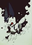  1boy armor black_background cowboy_shot helmet highres humanoid_robot medarot red_eyes robot rokusho_(medarot) solo ten_(prop03) white_armor white_helmet 