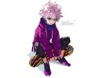  all_male blue_eyes hoodie hunter_x_hunter killua_zaoldyeck male purple_hair short_hair white yuu_(higashi_no_penguin) 