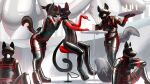 16:9 2025 4k absurd_res alcohol anthro bdsm beverage black_body black_fur black_sclera bulge candle champagne clothed clothing digital_media_(artwork) domestic_cat drinking drone eating felid feline felis fur harness hi_res knife mammal nora_(a.strayc.at) raised_tail red_eyes sexotheque slave tail widescreen