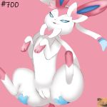  1:1 2020 bow canid canine eeveelution female feral genitals looking_at_viewer lying mammal naughty_face nintendo nude on_back pok&eacute;mon pok&eacute;mon_(species) pussy reallydarkandwindie ribbons smile solo sylveon video_games 