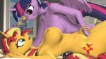 16:9 3d_(artwork) 4k absurd_res animal_genitalia animal_penis anthro arched_back bed bedroom breasts digital_media_(artwork) duo equestria_girls equid equine equine_genitalia equine_penis eye_contact female fingering friendship_is_magic furniture genitals grin gynomorph hasbro hi_res horn intersex intersex/female looking_at_another mammal moan my_little_pony mythological_creature mythological_equine mythology nipples nude on_bed penis rainium smile source_filmmaker_(artwork) sunset_shimmer_(eg) twilight_sparkle_(mlp) unicorn vaginal vaginal_fingering widescreen winged_unicorn wings