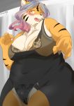  4_fingers absurd_res alternate_version_at_source anthro bra breasts clothed clothing felid female fingers hair hi_res mammal open_mouth solo teeth ukenya underwear 