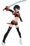  1girl artist_request belt bike_shorts black_choker black_hair boots breasts choker crop_top feet_out_of_frame game_cg gloves high_heel_boots high_heels highres holding holding_sword holding_weapon layered_gloves looking_at_viewer midriff navel official_art open_mouth purple_eyes red_belt red_gloves red_tube_top rutee_katrea sheath short_hair shorts shoulder_pads solo strapless sword tales_of_(series) tales_of_asteria tales_of_destiny thighhighs third-party_source transparent_background tube_top very_short_hair weapon white_boots 