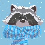  1:1 2019 fur grey_body grey_fur low_res mammal procyonid raccoon scarf simple_background snow solo umikazenet3 