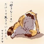  1:1 2020 feral japanese_text mammal procyonid raccoon simple_background sitting slightly_chubby text umikazenet3 