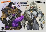 absurd_res anthro armor balls banyue_(zenless_zone_zero) big_balls big_penis blizzard_entertainment blush brown_penis comparing crossover duo erection exclamation_point felid foreskin genitals glistening glistening_body glistening_genitalia glistening_penis grey_body grey_hair hair hi_res humanoid japanese_text lion lr_hunter_hati machine male male/male mammal mane mask metallic_body mihoyo motion_lines muscular muscular_arms muscular_male nipples nude overwatch pantherine pecs penis purple_penis ramattra retracted_foreskin robot scarf sequence shoulder_pads speech_bubble standing surprised text zenless_zone_zero