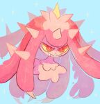  alternate_color artist_name blue_background colored_sclera fangs fauxpapillon highres mareanie no_humans pokemon pokemon_(creature) red_eyes shiny_pokemon simple_background solo sparkle spikes yellow_sclera 
