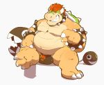  2019 anthro belly bowser bulge clothing hi_res kinkymalamuth koopa male mario_bros moobs nintendo overweight overweight_male scalie sitting solo underwear video_games 