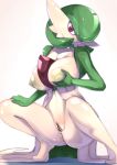  2020 absurd_res ashraely big_breasts breasts clothing crouching curvy_figure digital_media_(artwork) female fingers gardevoir genitals hi_res huge_breasts humanoid nintendo nipples not_furry nude pok&eacute;mon pok&eacute;mon_(species) pussy solo thick_thighs video_games voluptuous wide_hips 