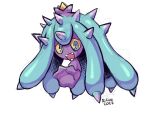  artist_name blue_eyes colored_sclera fangs looking_at_viewer mareanie no_humans open_mouth pokemon pokemon_(creature) robert_j_case signature simple_background solo spikes white_background yellow_sclera 